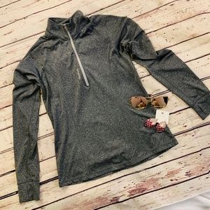 Reebok Gray running/workout quarter zip top